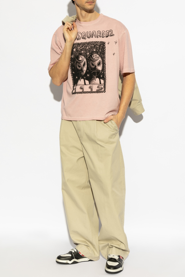 Tシャツ・カットソー DSQUARED2 Men T-shirt Pink S71GD1555D20035 235 Pink T-shirt with embroidered pattern Dsquared2 - Vitkac Canada